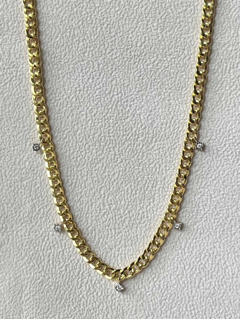 N034 | Natural Diamond Cuban Link Gold Chain Necklace